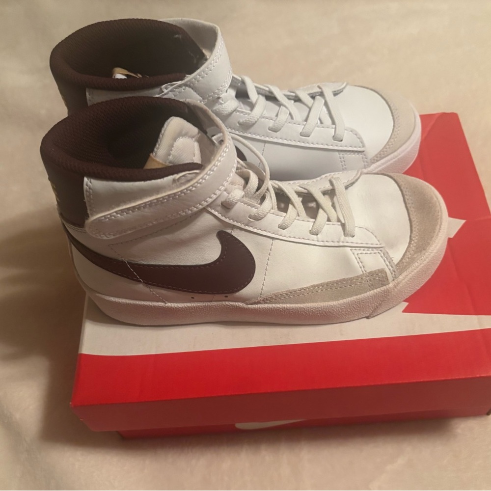 Nike White and Brown High-Top Sneakers